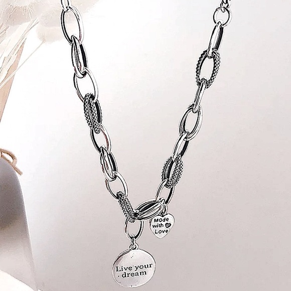 Sterling Silver Live Your Dream Minimalist Necklace - Picture 4 of 5